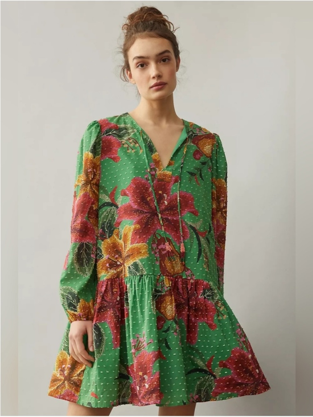 Anthropologie Farm Rio Jimena Tunic Dress Green Printed XS
